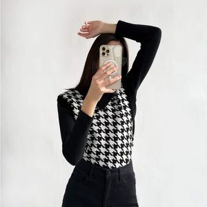 OAK + FORT houndstooth knitted vest